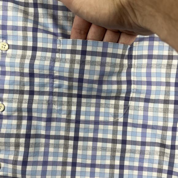 Peter Millar Shirt Men XL Blue Check Comfort Summer Long Button Down Performance - Picture 4 of 10